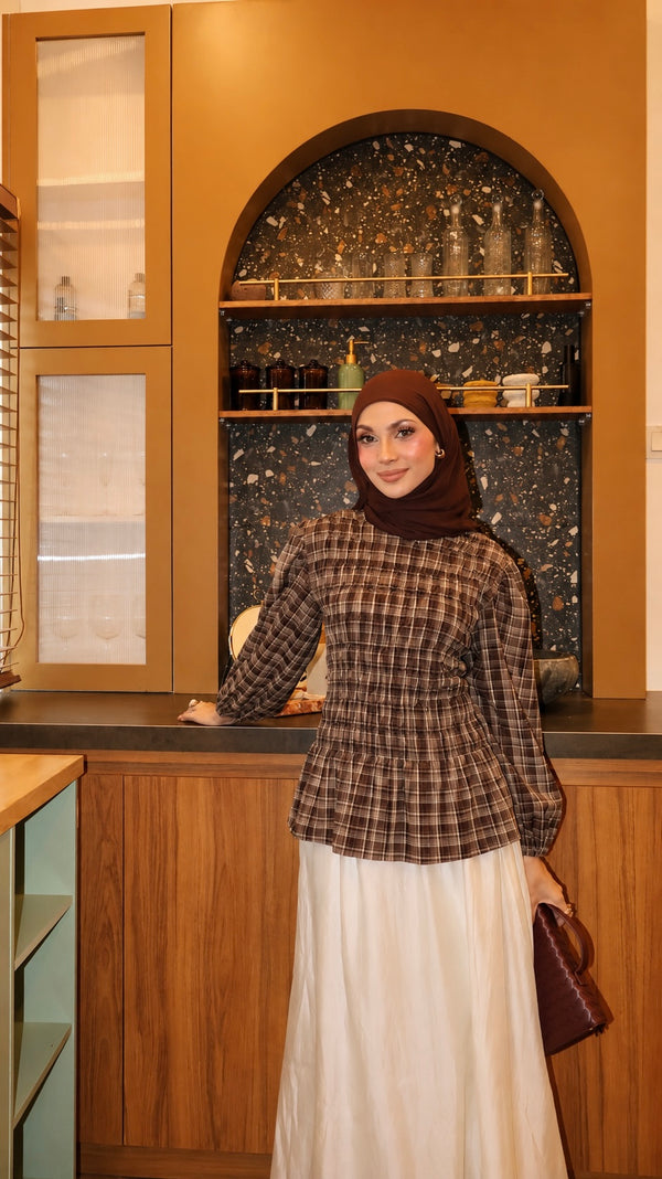 Ivy Plaid Top - Espresso