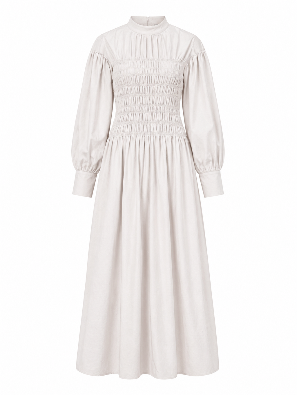 Lea Linen Shirred Dress in Oat Khaki