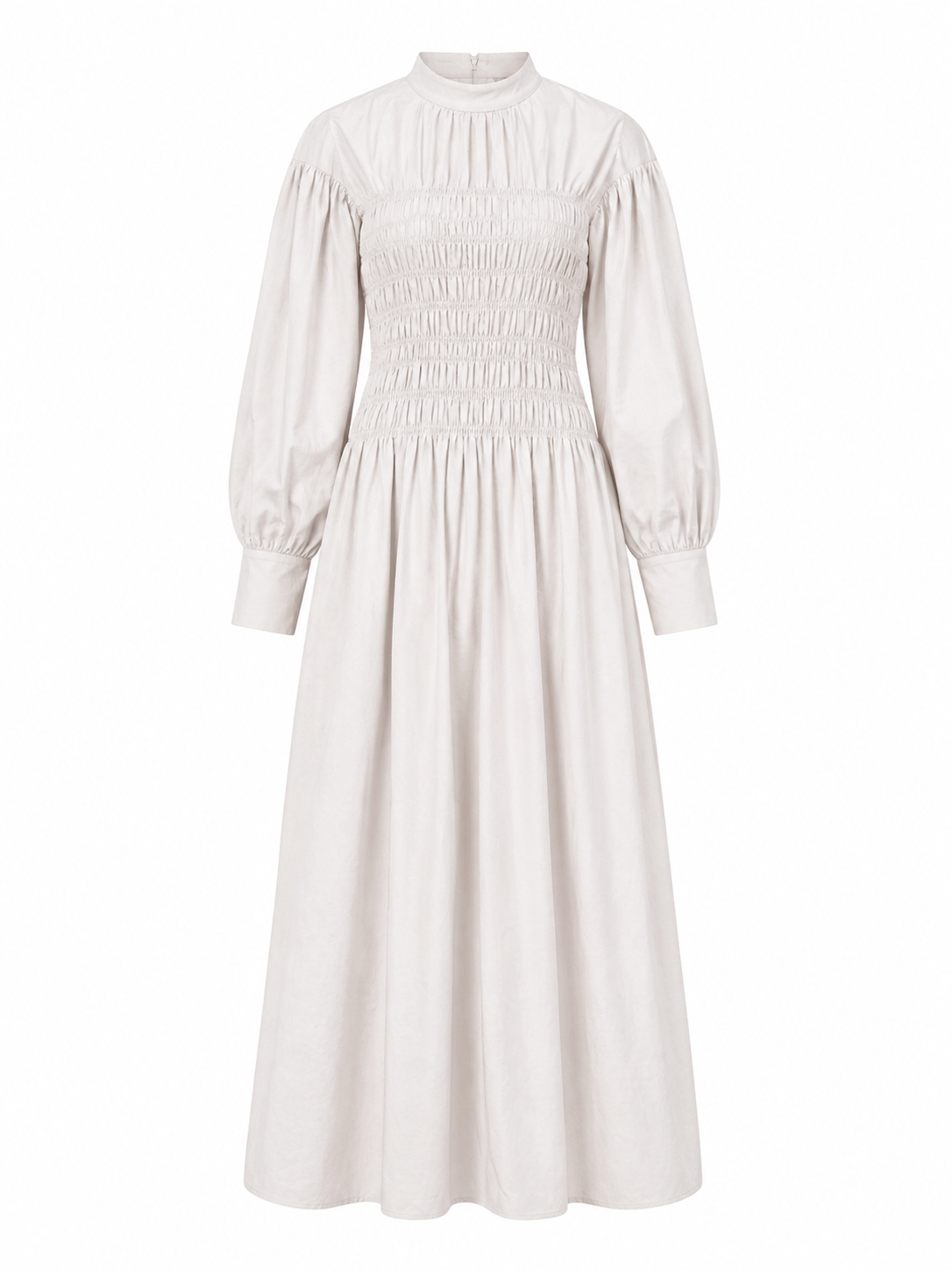 Lea Linen Shirred Dress in Oat Khaki