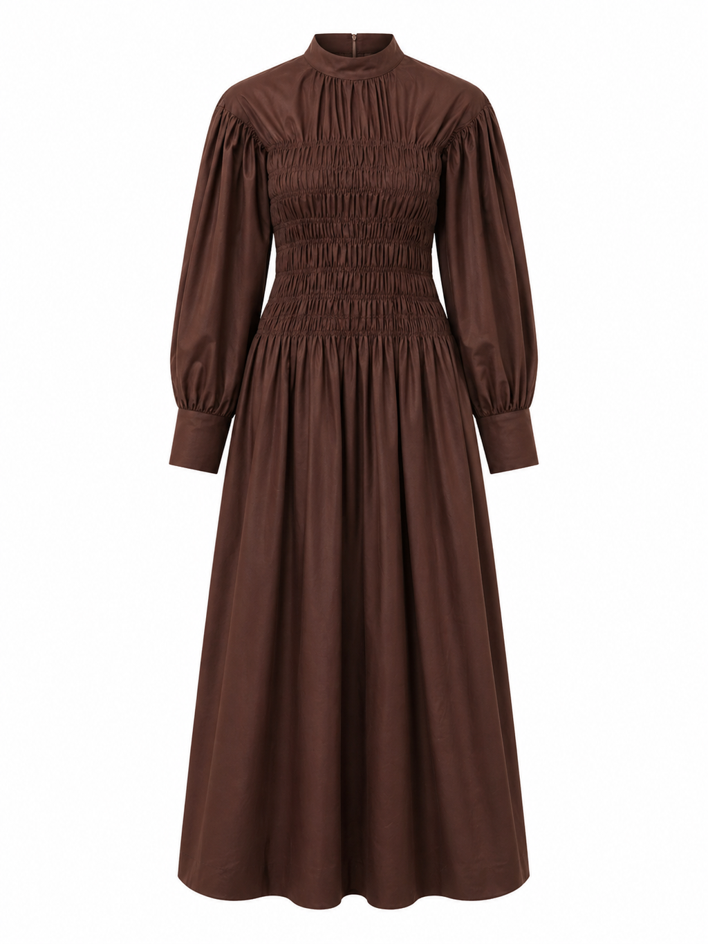 Lea Linen Shirred Dress in Olive Coco