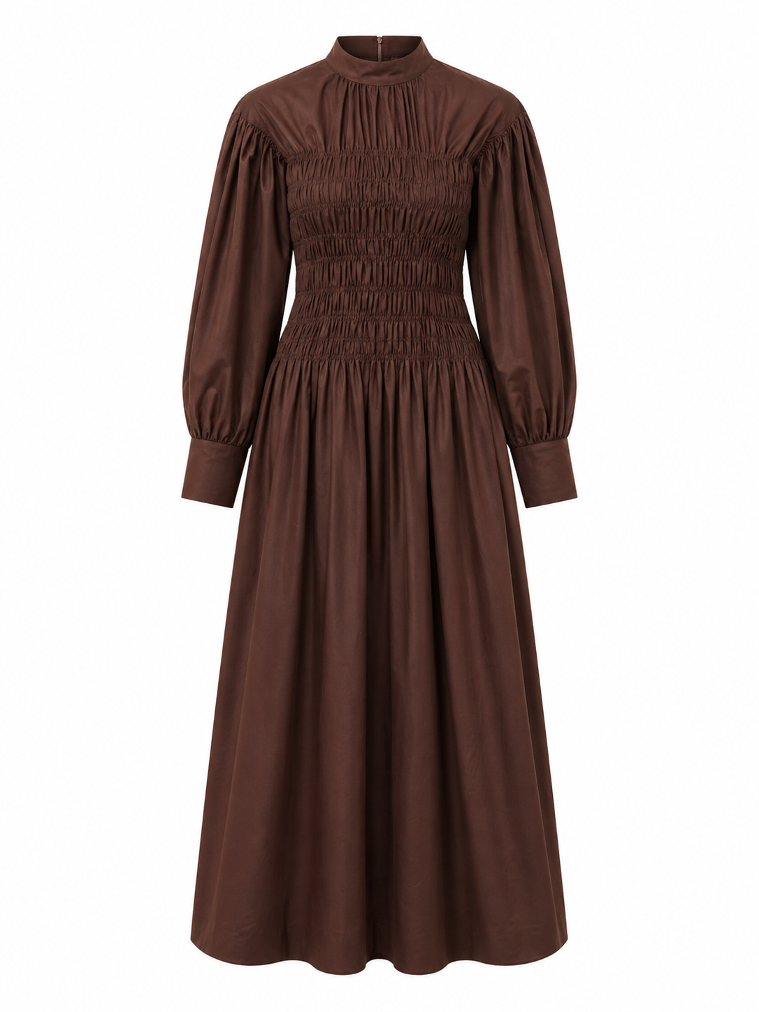 Lea Linen Shirred Dress in Olive Coco