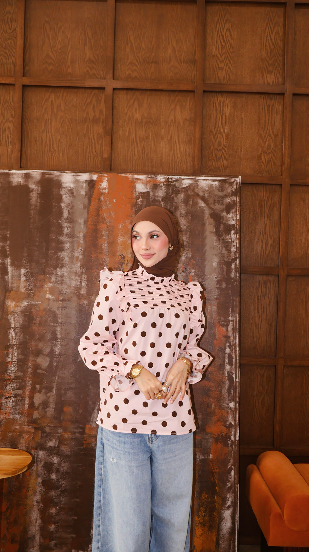 Polka Dot Top - Pink Espresso