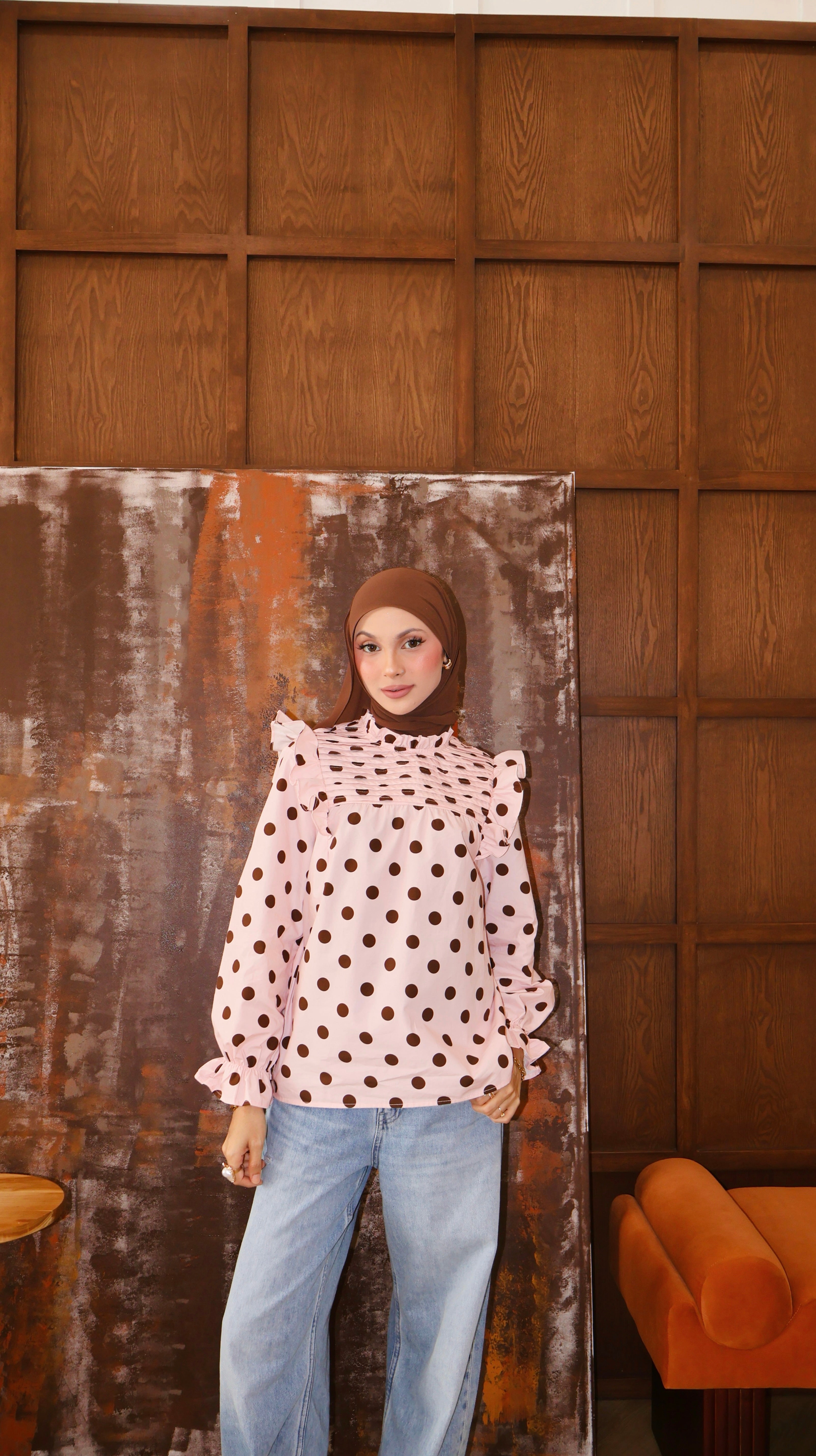Polka Dot Top - Pink Espresso