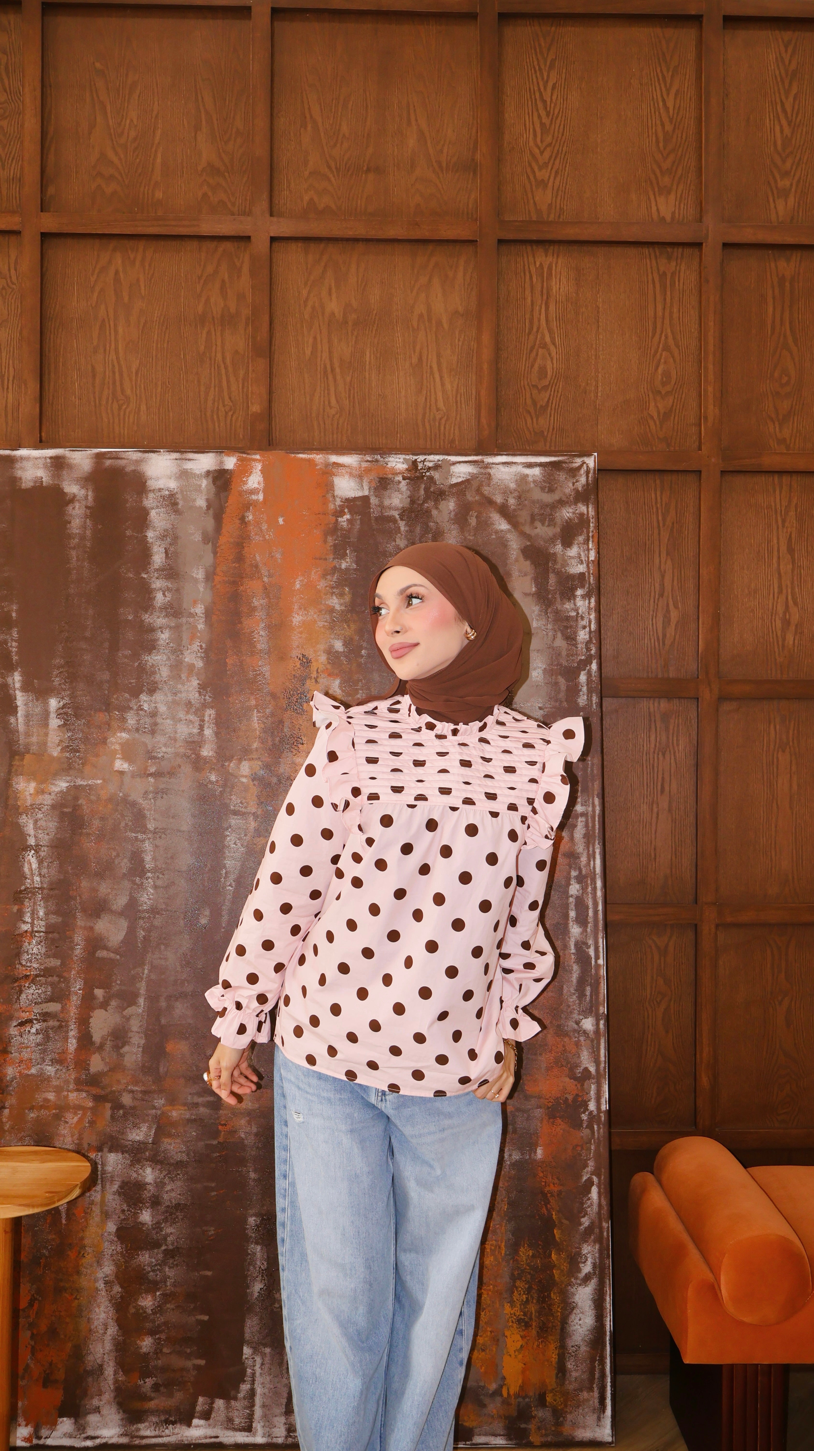 Polka Dot Top - Pink Espresso
