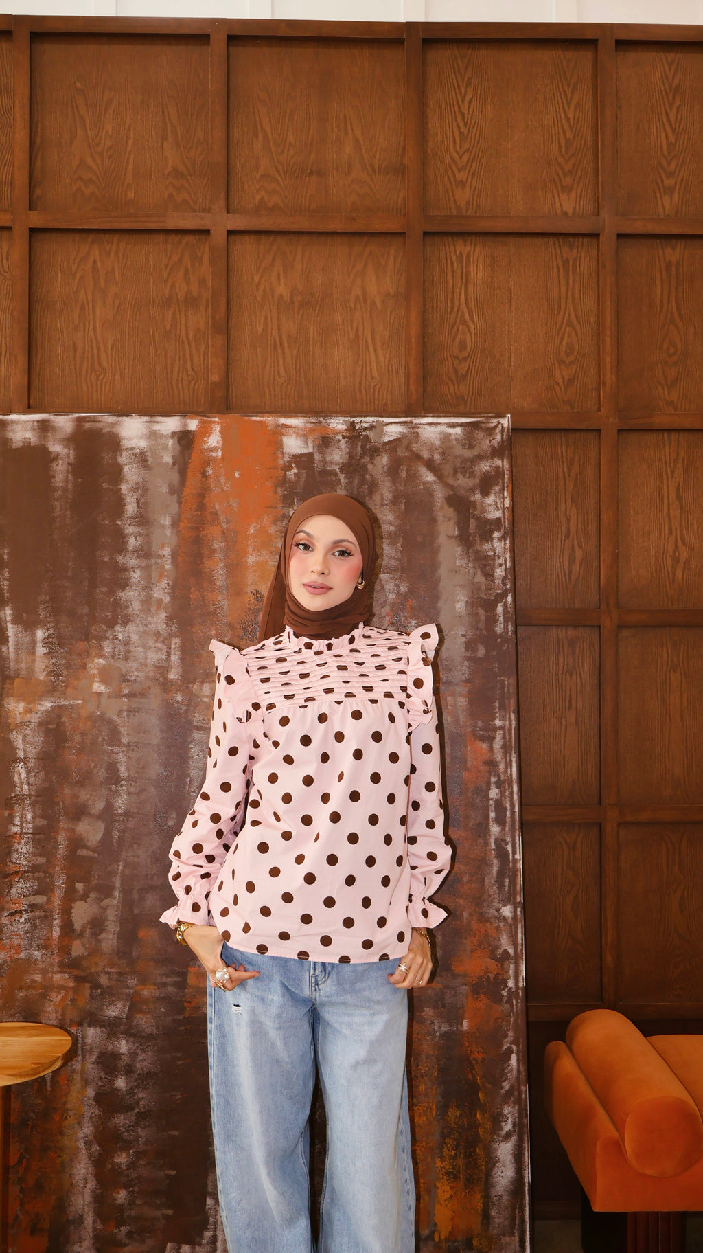 Polka Dot Top - Pink Espresso