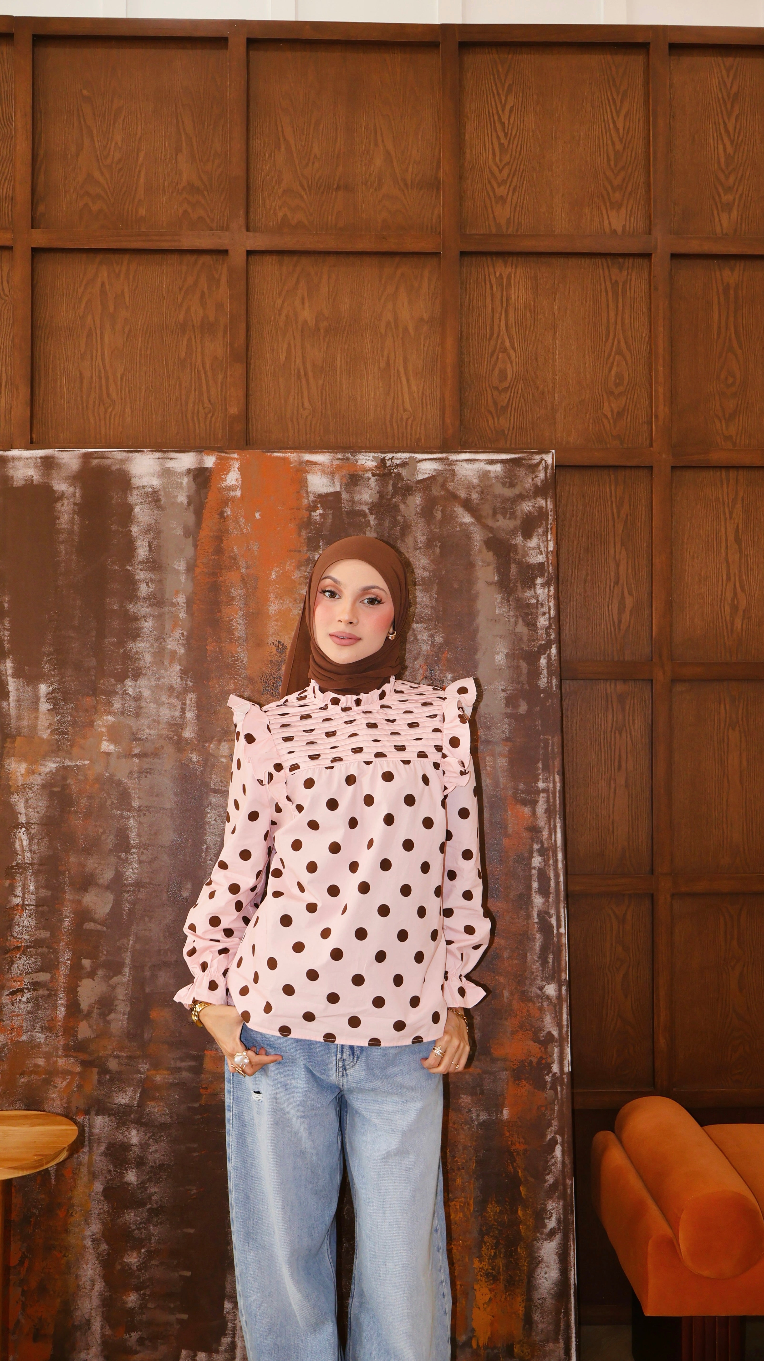 Polka Dot Top - Pink Espresso