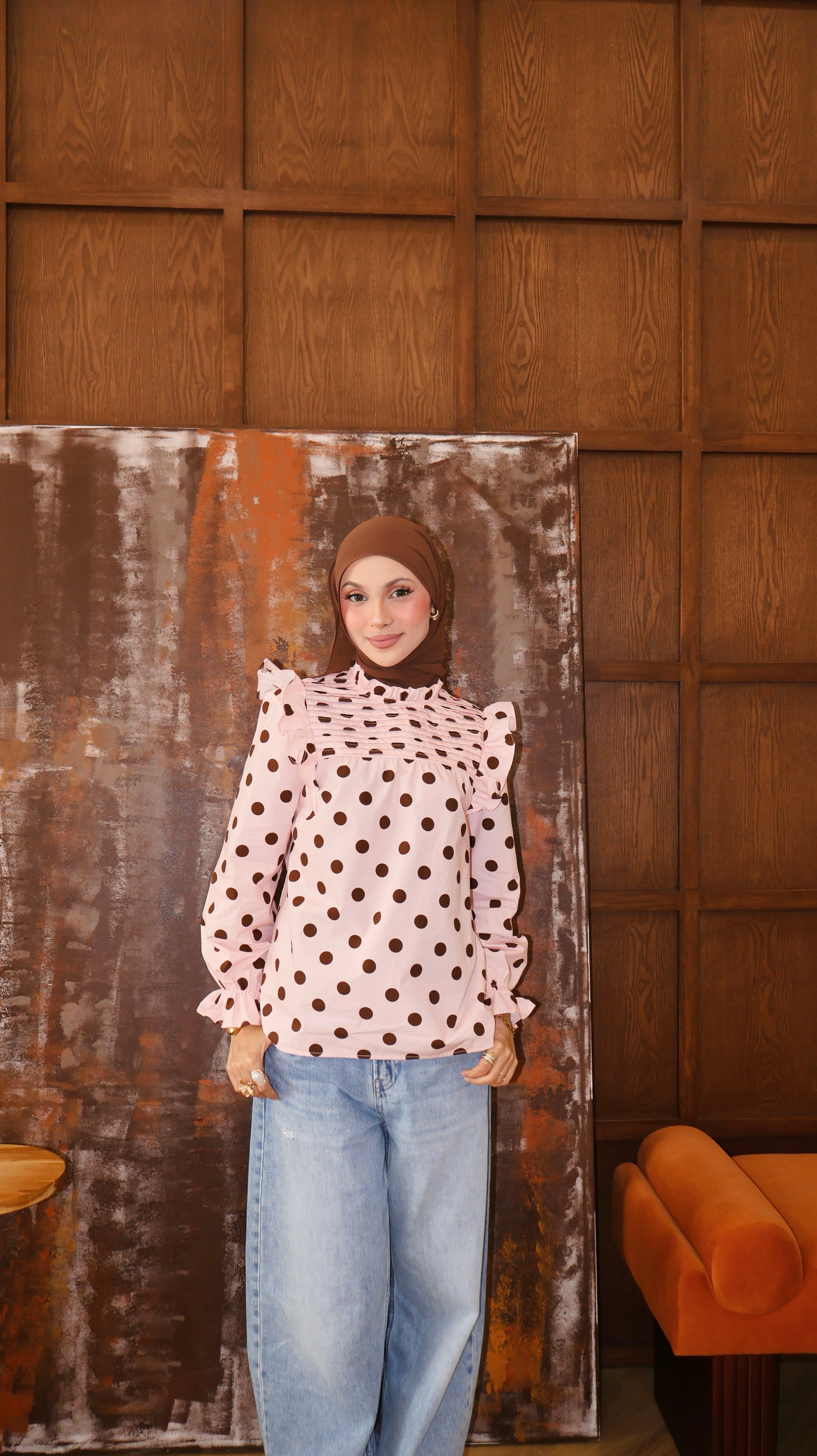 Polka Dot Top - Pink Espresso