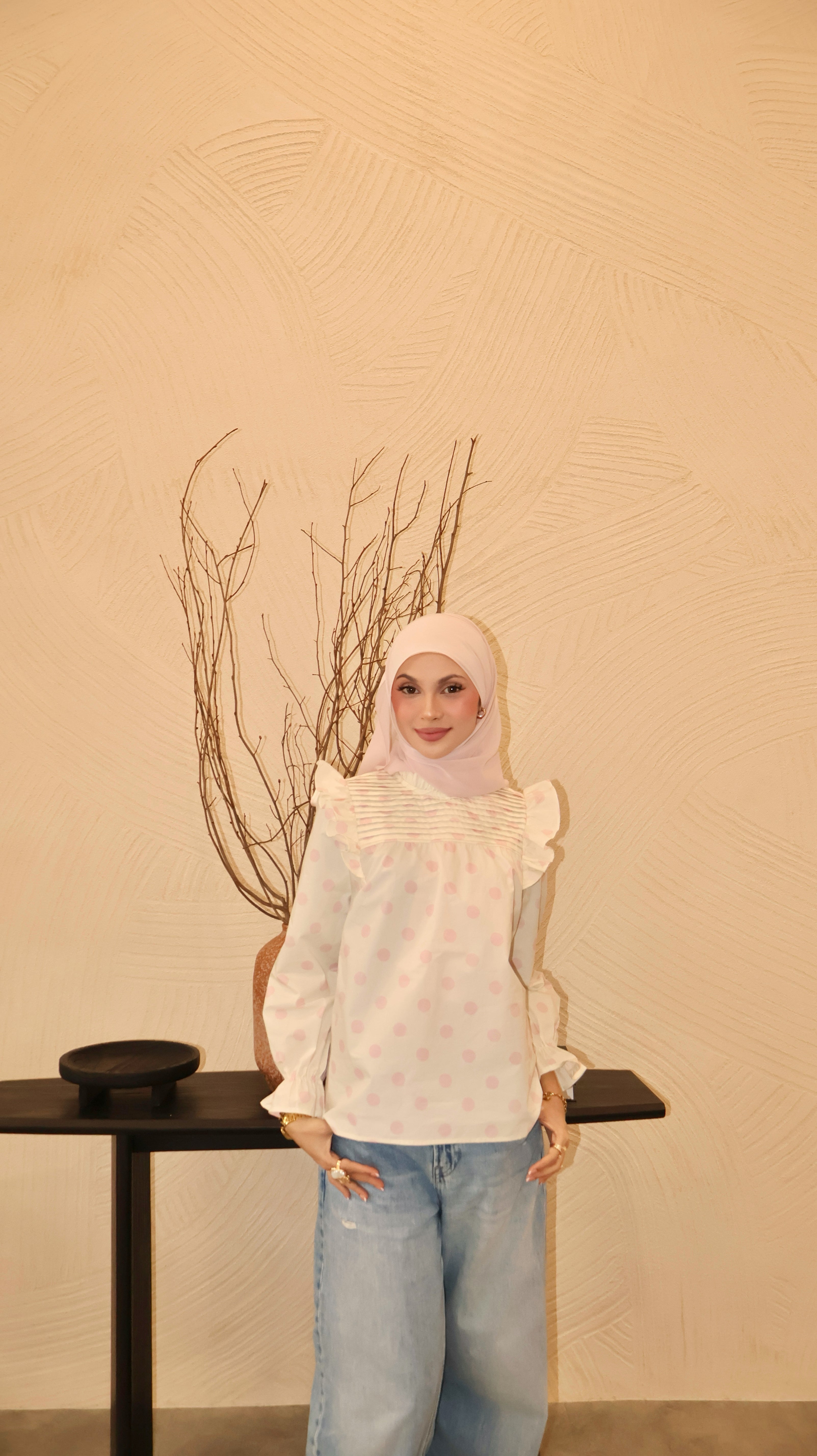 Polka Dot Top - Strawberry Milk