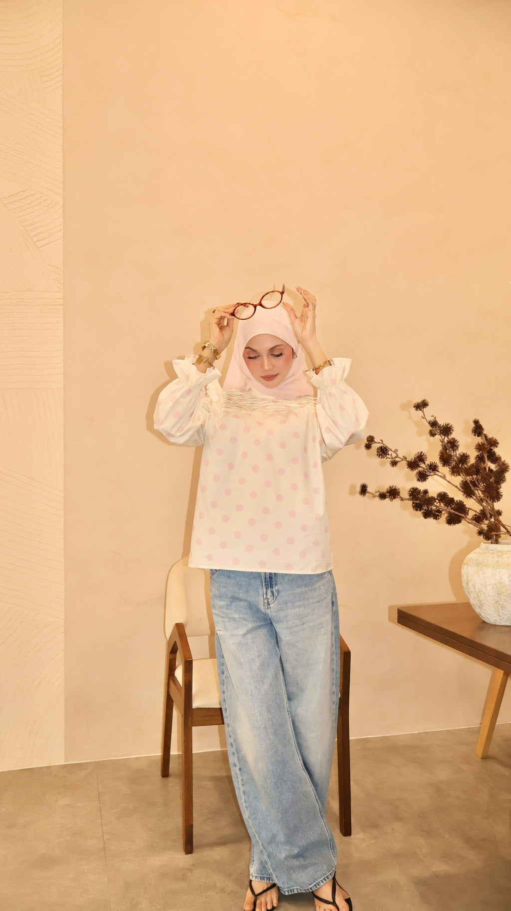 Polka Dot Top - Strawberry Milk