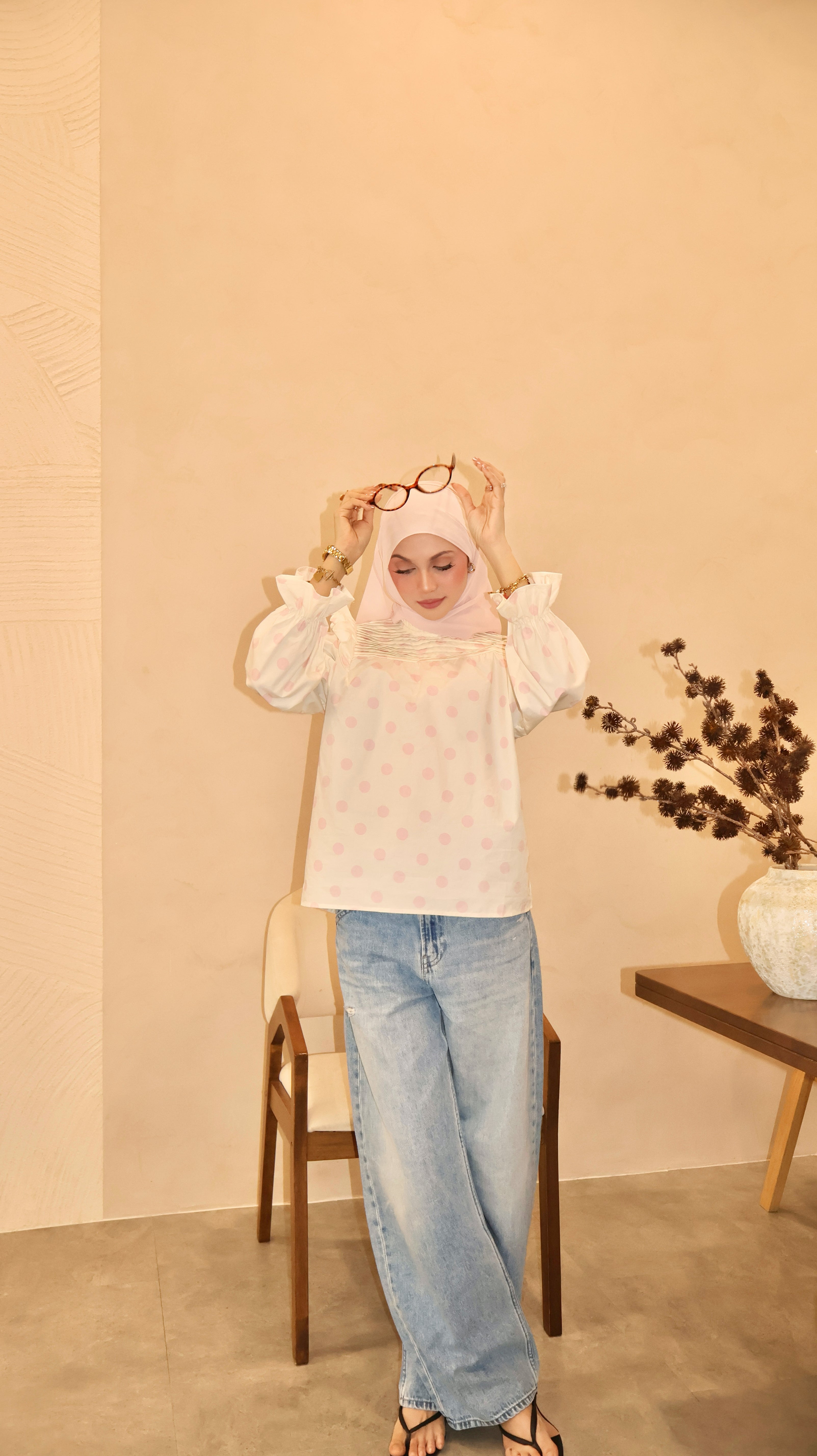 Polka Dot Top - Strawberry Milk