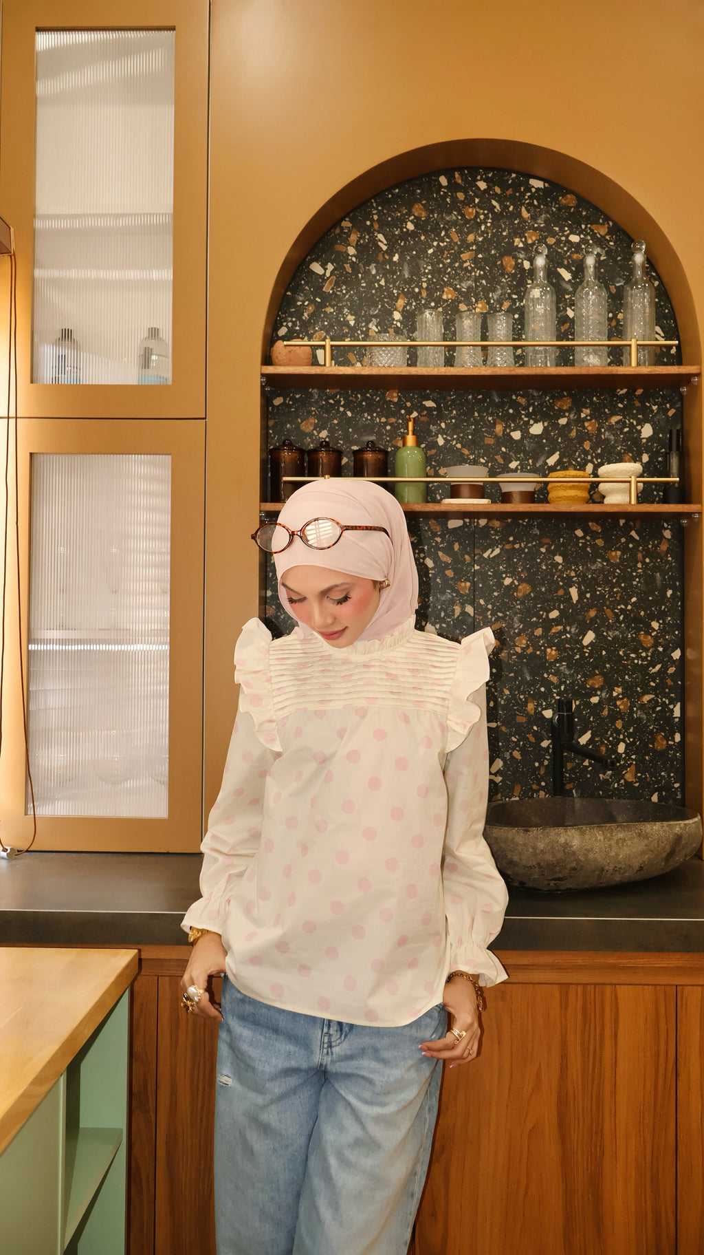 Polka Dot Top - Strawberry Milk