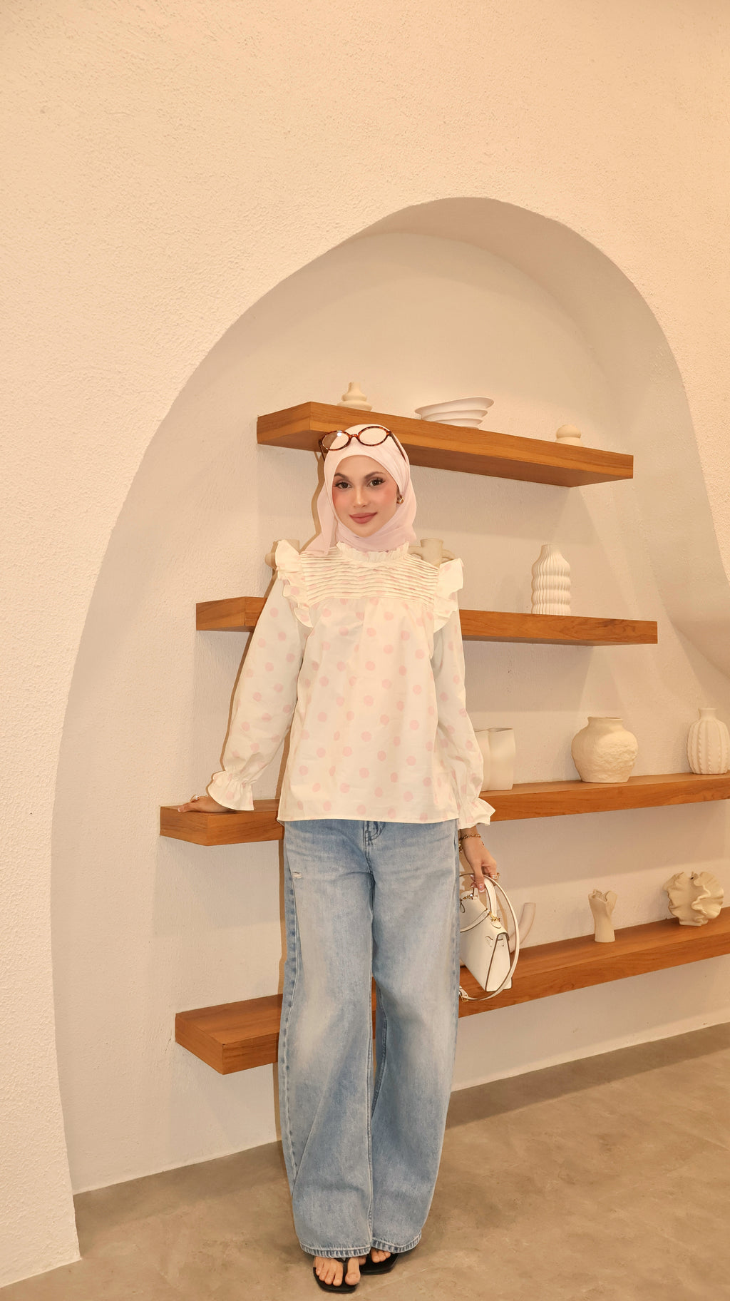Polka Dot Top - Strawberry Milk